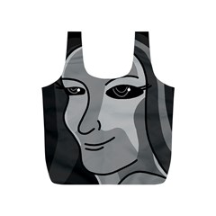 Lady - Gray Full Print Recycle Bags (s)  by Valentinaart