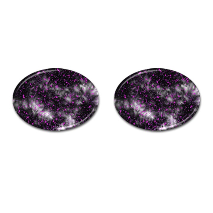 Black, Pink And Purple Splatter Pattern Cufflinks (Oval)