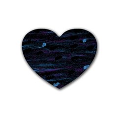 Blue Moonlight Rubber Coaster (heart)  by Valentinaart