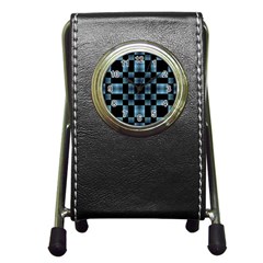 Checkboard Pattern Print Pen Holder Desk Clocks by dflcprints