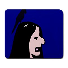 Girl And Bird Large Mousepads by Valentinaart