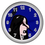 Girl and bird Wall Clocks (Silver)  Front