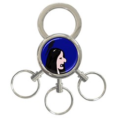 Girl and bird 3-Ring Key Chains