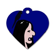 Girl and bird Dog Tag Heart (One Side)