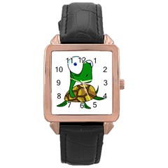 Turtle Rose Gold Leather Watch  by Valentinaart