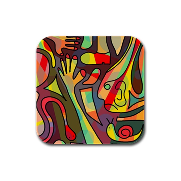 Colorful dream Rubber Square Coaster (4 pack) 