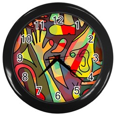 Colorful Dream Wall Clocks (black) by Valentinaart