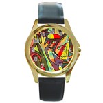 Colorful dream Round Gold Metal Watch Front