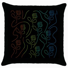 Floral Pattern Throw Pillow Case (black) by Valentinaart