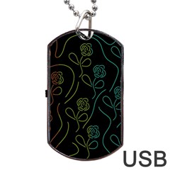 Floral Pattern Dog Tag Usb Flash (one Side)