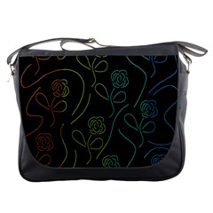 Floral Pattern Messenger Bags by Valentinaart