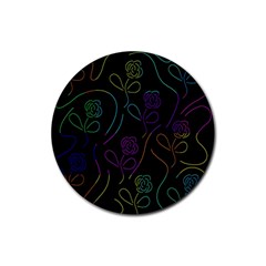 Flowers - Pattern Rubber Coaster (round)  by Valentinaart