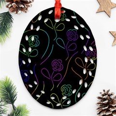 Flowers - Pattern Oval Filigree Ornament (2-side)  by Valentinaart