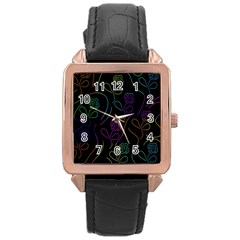 Flowers - Pattern Rose Gold Leather Watch  by Valentinaart