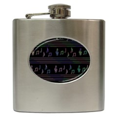 Music Pattern Hip Flask (6 Oz) by Valentinaart