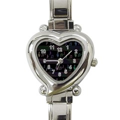 Music Pattern Heart Italian Charm Watch by Valentinaart