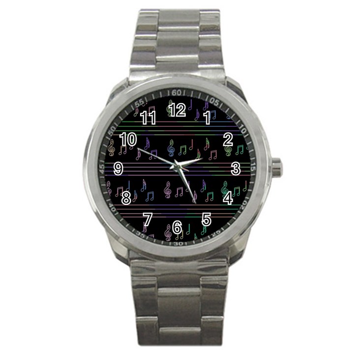 Music pattern Sport Metal Watch