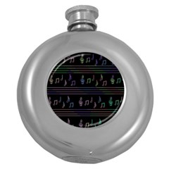 Music Pattern Round Hip Flask (5 Oz) by Valentinaart