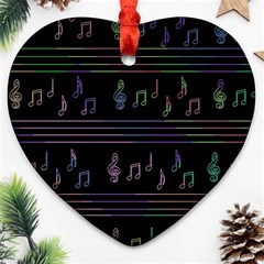 Music Pattern Heart Ornament (2 Sides)