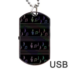 Music Pattern Dog Tag Usb Flash (two Sides)  by Valentinaart