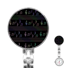 Music Pattern Stainless Steel Nurses Watch by Valentinaart