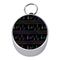 Music Pattern Mini Silver Compasses