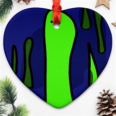 Green Snakes Ornament (heart)  by Valentinaart