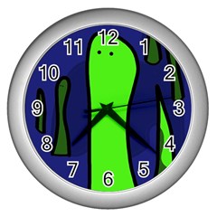 Green Snakes Wall Clocks (silver)  by Valentinaart