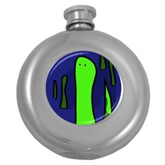 Green Snakes Round Hip Flask (5 Oz) by Valentinaart