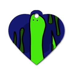 Green Snakes Dog Tag Heart (two Sides) by Valentinaart