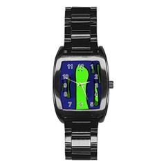 Green Snakes Stainless Steel Barrel Watch by Valentinaart