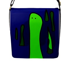 Green Snakes Flap Messenger Bag (l)  by Valentinaart