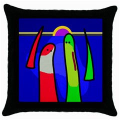 Colorful Snakes Throw Pillow Case (black) by Valentinaart