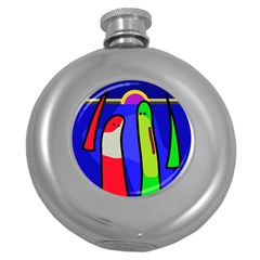 Colorful Snakes Round Hip Flask (5 Oz) by Valentinaart