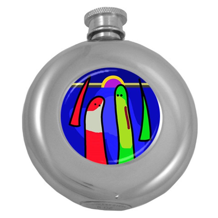 Colorful snakes Round Hip Flask (5 oz)