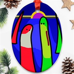 Colorful Snakes Oval Ornament (two Sides) by Valentinaart