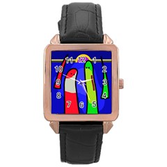 Colorful Snakes Rose Gold Leather Watch  by Valentinaart