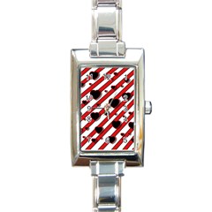 Black and red harts Rectangle Italian Charm Watch