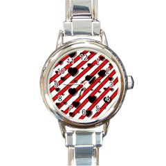 Black and red harts Round Italian Charm Watch