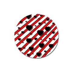 Black and red harts Magnet 3  (Round)