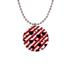 Black and red harts Button Necklaces