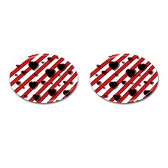 Black and red harts Cufflinks (Oval)