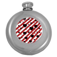 Black and red harts Round Hip Flask (5 oz)