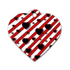 Black and red harts Dog Tag Heart (Two Sides)