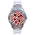 Black and red harts Stainless Steel Analogue Watch Front