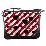 Black and red harts Messenger Bags Front