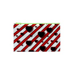 Black and red harts Cosmetic Bag (XS)