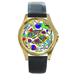 Find It Round Gold Metal Watch by Valentinaart