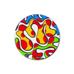 Colorful Graffiti Rubber Coaster (round)  by Valentinaart