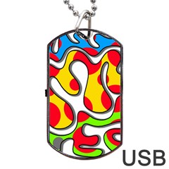 Colorful Graffiti Dog Tag Usb Flash (one Side)